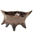 Westwood Short Vase in metallic bronze featuring a wide, irregular opening and three pointed feet.