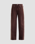 Wide-leg dark brown cotton terry track jeans with cream side stripes by Rag & Bone.