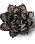 Boho ceramic succulent flower sculpture, three inches wide with a handmade glazed finish by Bungalow Furniture.
