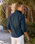 Frank & Eileen Barry Tailored Button Up Shirt in white, styled outdoors by greenery for a relaxed, polished look.