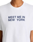 Giovanni crewneck t-shirt by Rag & Bone in 100 cotton, featuring navy blue MEET ME IN NEW YORK text.