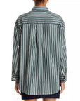 Green and white striped cotton shirt by Cissa, The Mr Big Shirt, shown from the back.