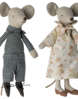 Maileg Grandma and Grandpa dolls in vintage outfits, snuggled in a classic cigar box bed, by Maileg for Bungalow Furniture.