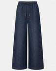 Wide-leg dark blue denim pants with drawstring waist, FRAME Offshore Pant at Bungalow Furniture & Accessories.