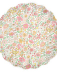 Large reusable plate with pastel floral print, Meri Meri x Liberty for Faire, dishwasher safe.