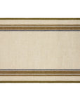 The CH Tea Towels S/2 by Faire feature a rectangular beige design with two sets of parallel olive green and gray stripes near the edges, evoking French country tea towels and leaving the center plain.
