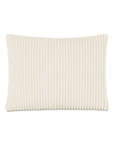The Bishop Corduroy 20x27 by Eastern Accents is a rectangular beige pillow showcasing a plush velvet corduroy texture with vertical ridges. It features an invisible zipper closure and is displayed against a plain white background.