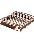 Brown and white checkered square coffee table tray from Bungalow Furniture & Accessories.
