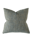 Textured multicolored woven Rowley teal pillow, 22x22, with dark piped edges from Bungalow Furniture & Accessories.