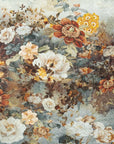 The Boston Cocktail Napkins by Faire showcase a vintage-style floral pattern with large cream, red, yellow, and orange flowers and green foliage on a textured background—ideal for adding elegance to any gathering.