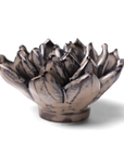 Hand-sculpted ceramic lotus flower figurine in brown and cream from the Bungalow Furniture & Accessories Boho collection.