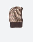 Brown, beige, and cream checkered merino wool balaclava by Sea New York, cozy cold-weather accessory.