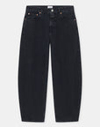 High-waisted black straight-leg jeans in organic cotton with pockets, by CLOSED, style Jazzie, shown flat on white.