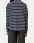 CLOSED long sleeve polo shirt in dark color, back view, modern minimalist style, Bungalow Furniture & Accessories.