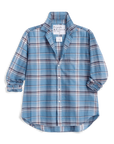 Vintage blue plaid flannel shirt with rolled sleeves and collar, Frank & Eileen Eileen 26, casual style.