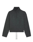 Dark grey half-zip sweater with dotted accents and drawstring hem by SUNCOO Pristo.