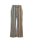 Brown striped cotton twill straight-leg pants with cuffed hems, tailored fit by Hunter Bell NYC, Juno Pant.