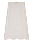 White sheer polyamide lace skirt with scalloped hem, straight cut, by Love Stories, MIA style.