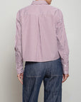 Pharaoh Enzo striped poplin shirt in blue, shown from the back, by Bungalow Furniture & Accessories.