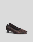 Zebra-patterned calf hair pumps with a pointed toe and angular heel, Rag & Bone Paloma mid heel.