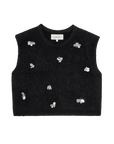Black baby alpaca Embellished Sweater Vest with scattered silver insect accents by Bungalow Furniture & Accessories.
