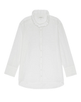 White Ruffle Neck Shirt by Bungalow Furniture & Accessories featuring a vintage tuxedo collar and wide cuffs.