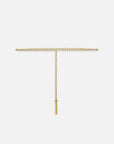 The Sebastian Belt Gold by FRAME is a gold chain belt necklace displayed in a T-shape on a white background, featuring one end hanging vertically and finished with a small rectangular tag.