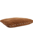 Rust-colored X-Large memory foam dog bed with blue and white patterned trim from Bungalow Furniture & Accessories.