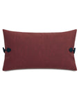 Brick red rectangular faux leather lumbar pillow with toggle closures from the Bungalow Andes Toggle collection.