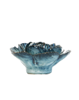 Navy Cabbage Flower ceramic bowl from Bungalow Furniture & Accessories in variegated navy blue.