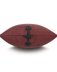 Brick red faux leather pillow with dark green toggle closure, 15x26 Andes by Bungalow Furniture & Accessories.