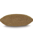 The Marl Mustard Pillow by Eastern Accents, a rectangular textured brown decorative piece, is displayed on a white background from a side view, showcasing its soft and plush design.