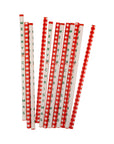 Red and white gingham reusable straws with green Merry Christmas text from Bungalow Furniture & Accessories.