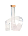Clear acrylic sculptural candleholder with square metallic top, 31-346 Almeda by The Import Collection.