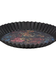 Black fluted vanity tray with vibrant floral pattern by Faire, perfect for adding style to home decor or vanities.