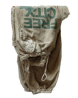 Matte satin AirJump Pant 26 in tan Lawrence’s Sand by Free City, relaxed fit, made in LA.