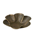 The Faire Florentine Catchall Dish, Daisy is a shallow metallic bowl with a scalloped, flower-like edge and rustic bronze finish—ideal for vintage daisy decor enthusiasts.