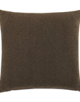 The Eastern Accents Hig-01 Higgins Pieced pillow features a square 27x27 design with brown stripes and a subtle vertical pattern, crafted from soft cotton. Shown against a white background.