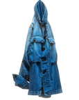 Blue Biggy shirt with folded sleeve and buttons, by Free City, Indigo Workshop Uniform collection.