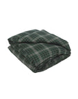 Green plaid linen duvet cover, folded; Libeco Home Jack Check collection at Bungalow Furniture & Accessories.