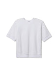White crewneck sweatshirt with ribbed cuffs and relaxed fit by Perfectwhitetee, Kennedy SS style.