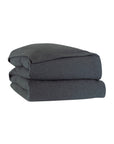 Dark gray cotton flannel duvet cover with hidden zipper, Monterosa by Eastern Accents, neatly folded.