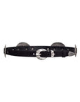 Black leather belt with silver conchos and buckle, B.Belt Pansy 20mm, classic style at Bungalow Furniture & Accessories.