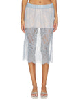 Light blue lace midi skirt with scalloped hem and elastic waistband from Cissa, The PENCIL Skirt.