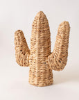 The Faire Cactus Figure Woven S is a three-armed cactus sculpture crafted from water hyacinth, shown against a plain white background.