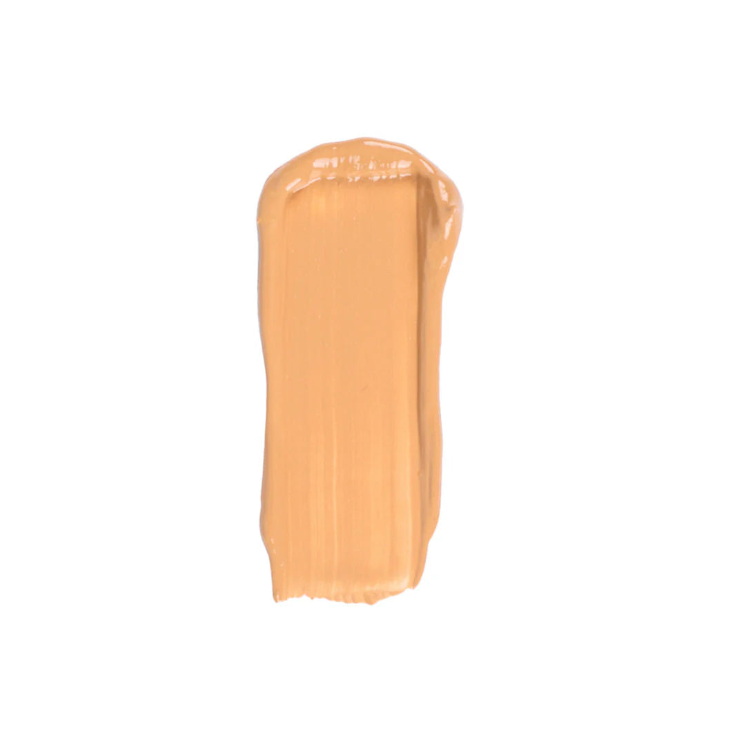 A swatch of Faire's Moisturizing Tinted Serum is smeared vertically in a rectangular shape on a white background.