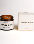 Faire SC Whipped Tallow Moisturizer in an amber glass jar beside its matching white cow-logo box.