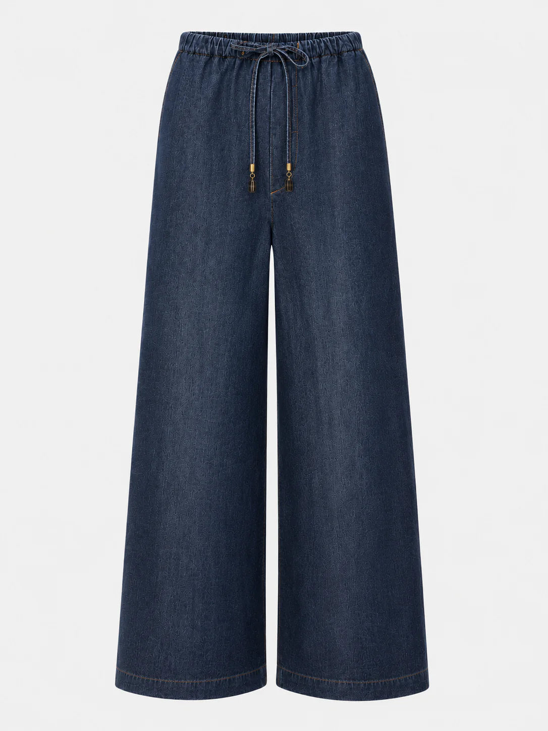 Wide-leg dark blue denim pants with drawstring waist, FRAME Offshore Pant at Bungalow Furniture & Accessories.