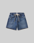 The brynn drawstring short in avant (lightwt vintage) by Citizens Of Humanity/AGOLDE features a relaxed fit, front pockets, visible stitching, and a white drawstring waist, shown flat on a plain light gray background.