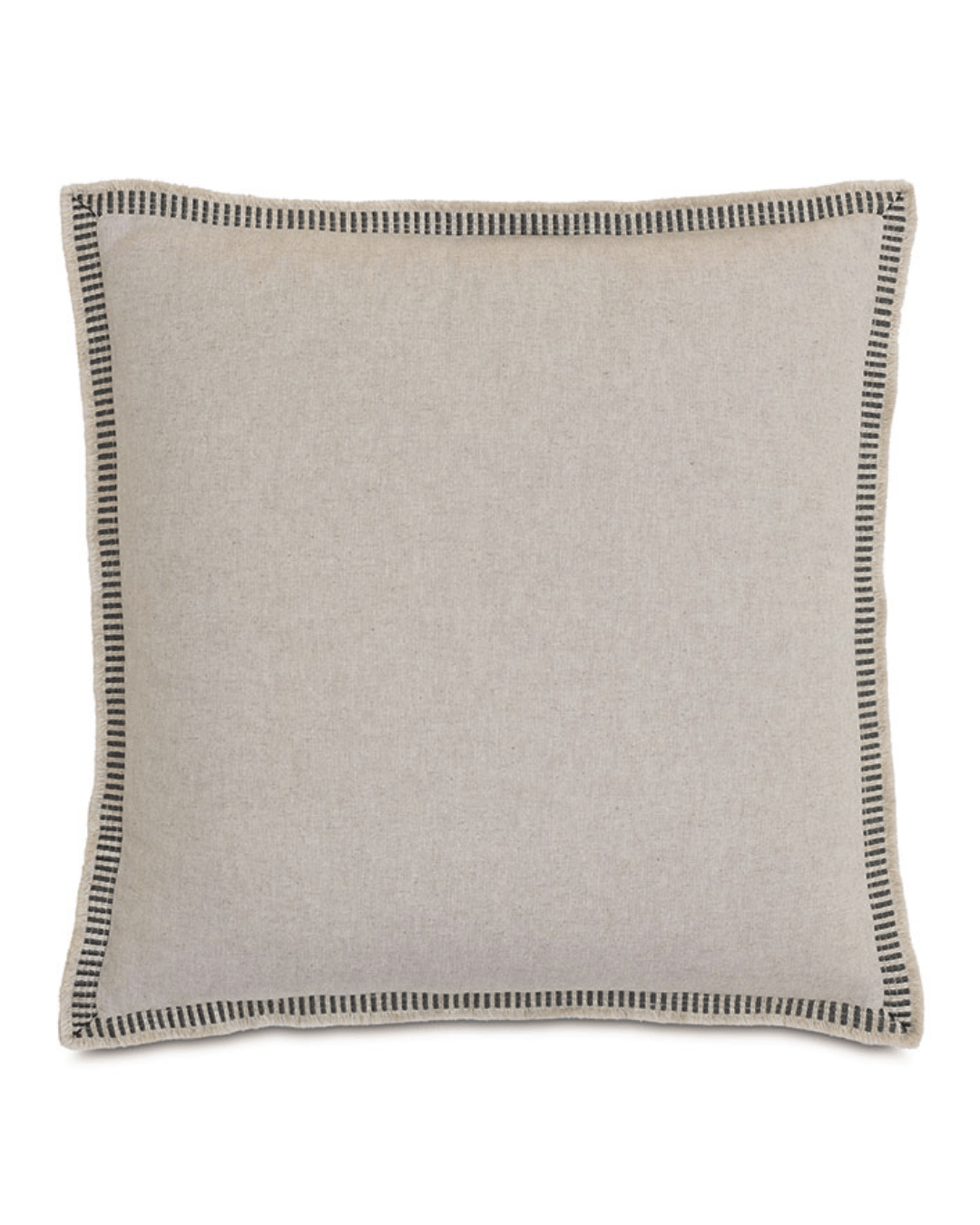 The Moab Textured Border Petit by Eastern Accents is a square beige throw pillow with a simple black striped border and linen-like textured fabric, shown against a white background.